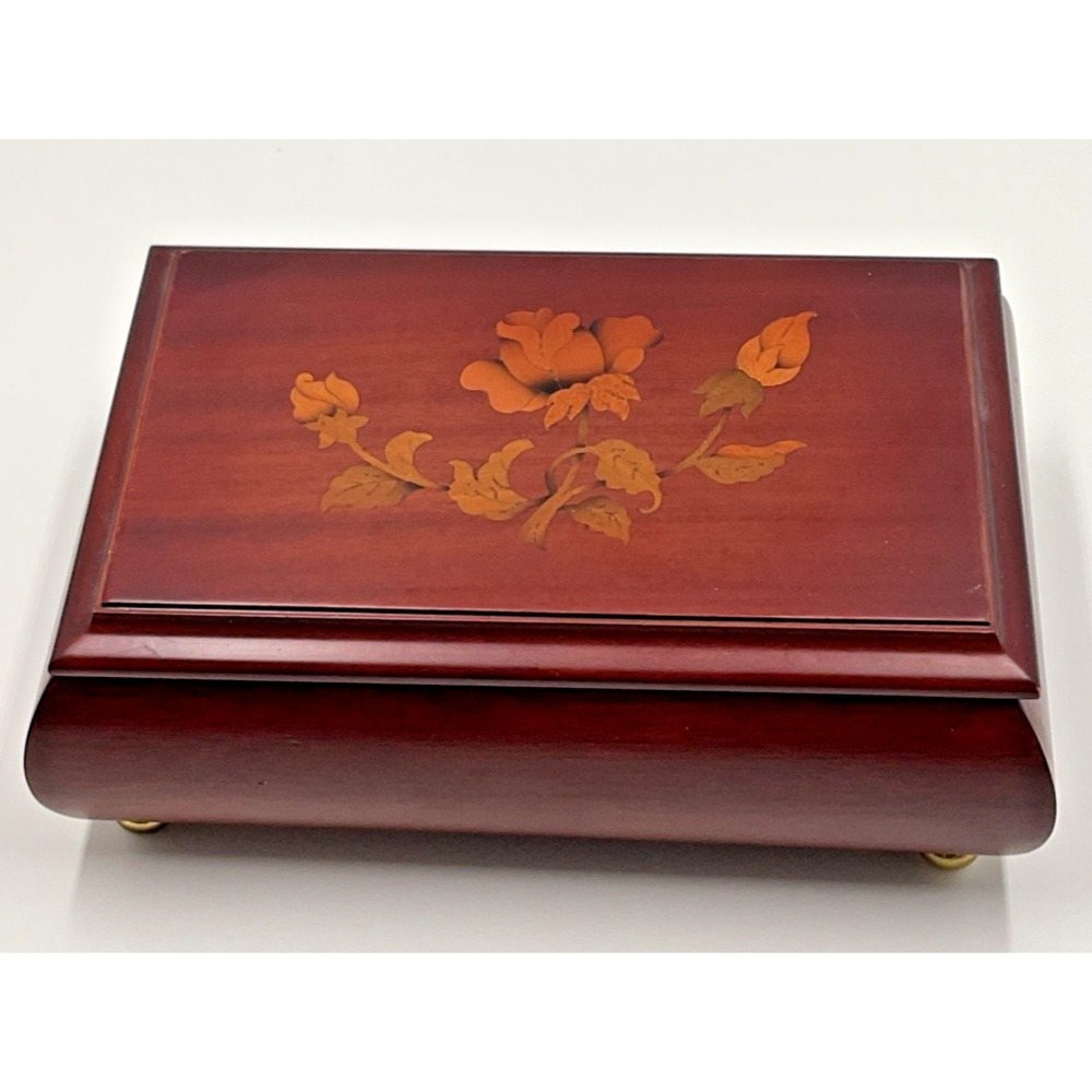 Vintage Reuge Musical Jewelry Box The Magic Flute‎ Inlay Wood